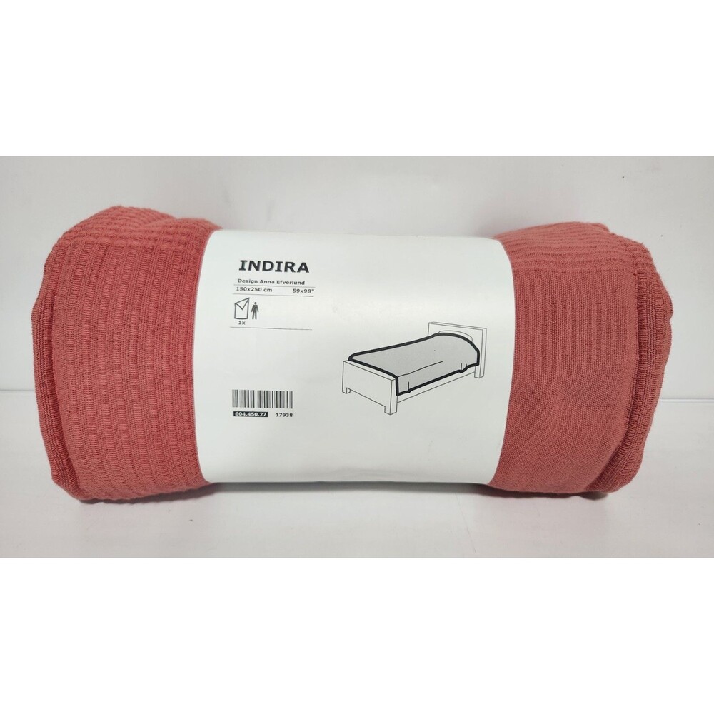 IKEA Indira 150x250cm SALMON 100% Cotton Bedspread 604.450.27 59x98" Single/Twin
